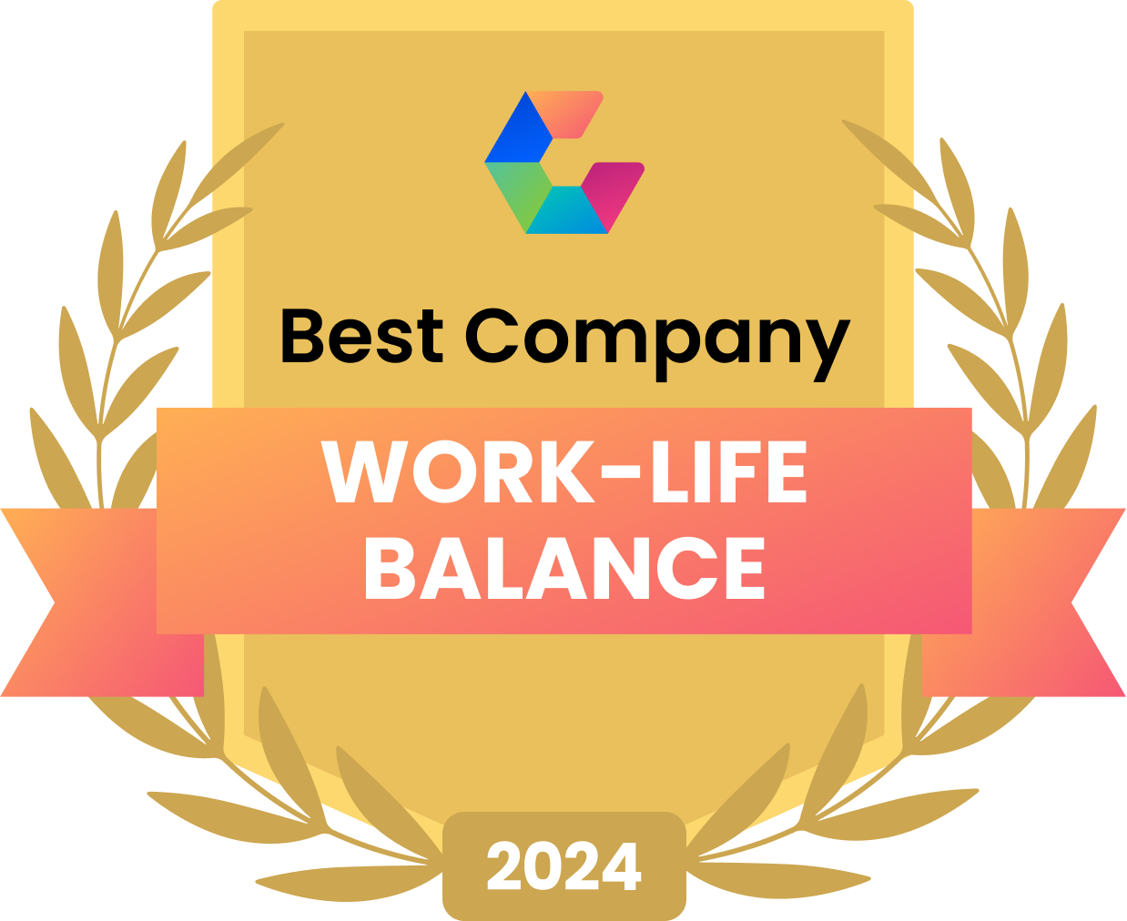 Award badge with "Career Center," bold "WORK-LIFE BALANCE," and 2024 for Simulations Plus services.