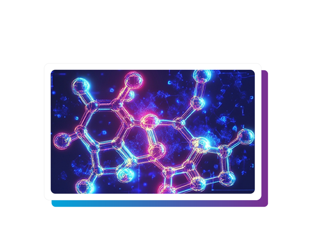A digital illustration of a glowing molecular structure showcases Simulations Plus PBPK and modeling tools.