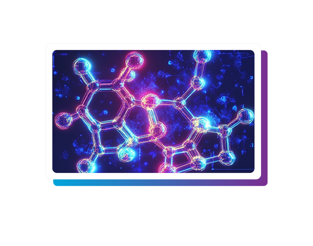 A digital illustration of DILI+ by Simulations Plus, modeling molecular structure with blue and pink highlights.