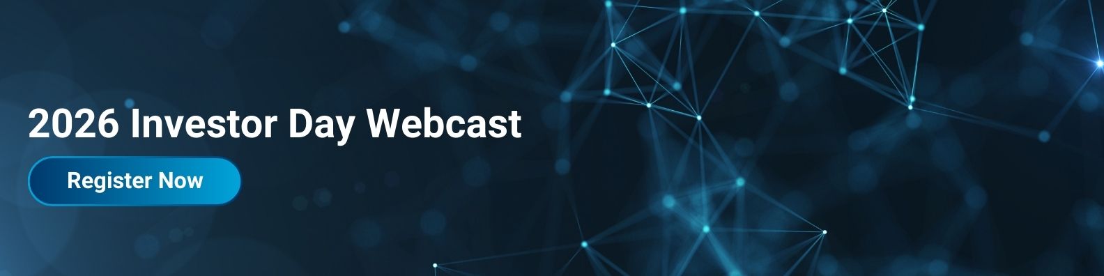 Blue digital background with network lines promotes Simulations Plus modeling software & consulting for 2026 Investor Day Webcast.