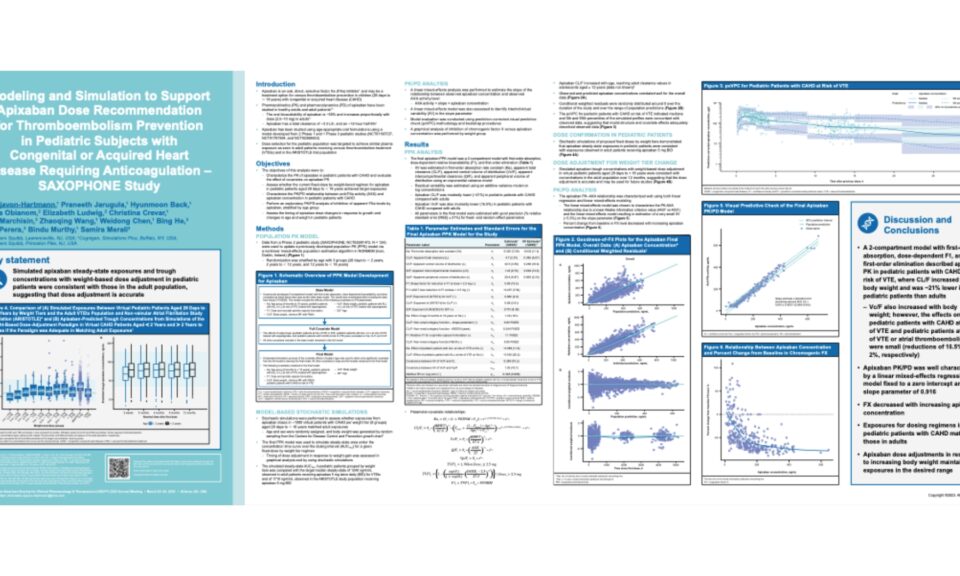 Modeling and simulation to support apixaban dose recommendation for thromboembolism prevention in pediatric subjects with congenital or acquired heart disease requiring anticoagulation–saxophone study