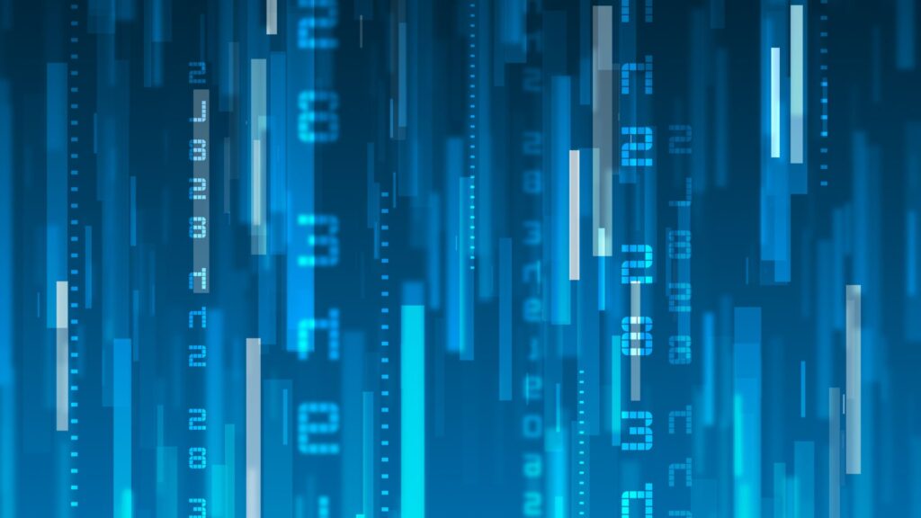 A digital backdrop with vertical blue lines and numbers evokes DILIsym's tech-inspired effects.