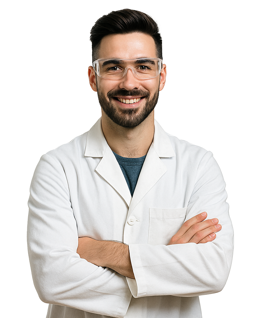 A scientist in lab gear stands ready to tackle DILI research with GastroPlus and consulting services.