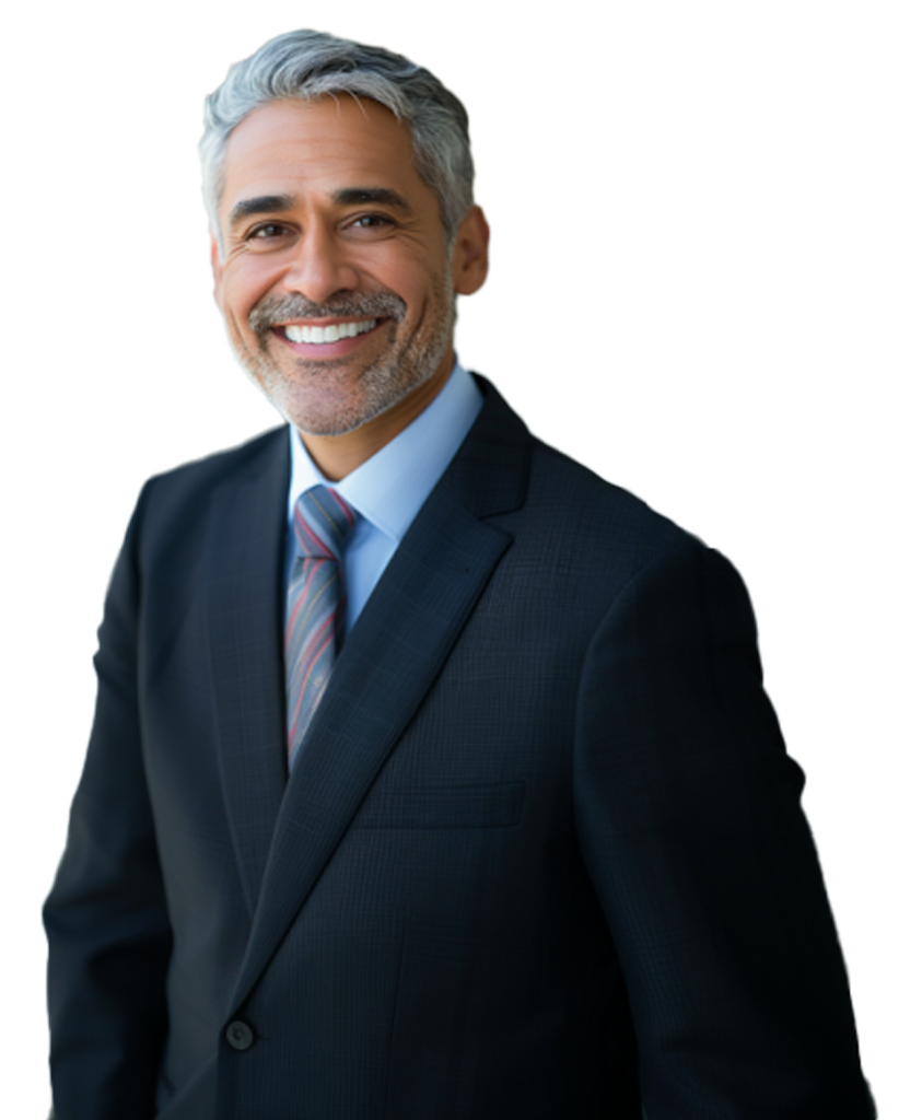 A smiling man with short gray hair and a beard, dressed in a dark suit, light blue shirt, and striped tie, stands against a plain white background; as a leading KOL collaborating with Simulations Plus through innovative platforms like GastroPlus and ADMET PredictorTM, he exudes confidence and professionalism with deep insights into his field.