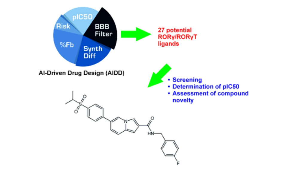 Identification of a Novel Indolizine RORγT Inverse Agonist Using the AI-Driven Drug Design Platform