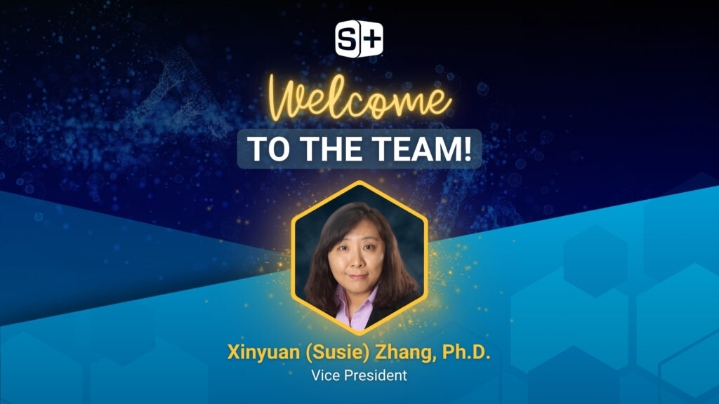 Welcome graphic for Xinyuan (Susie) Zhang, Ph.D., Vice President of Simulations Plus modeling solutions.