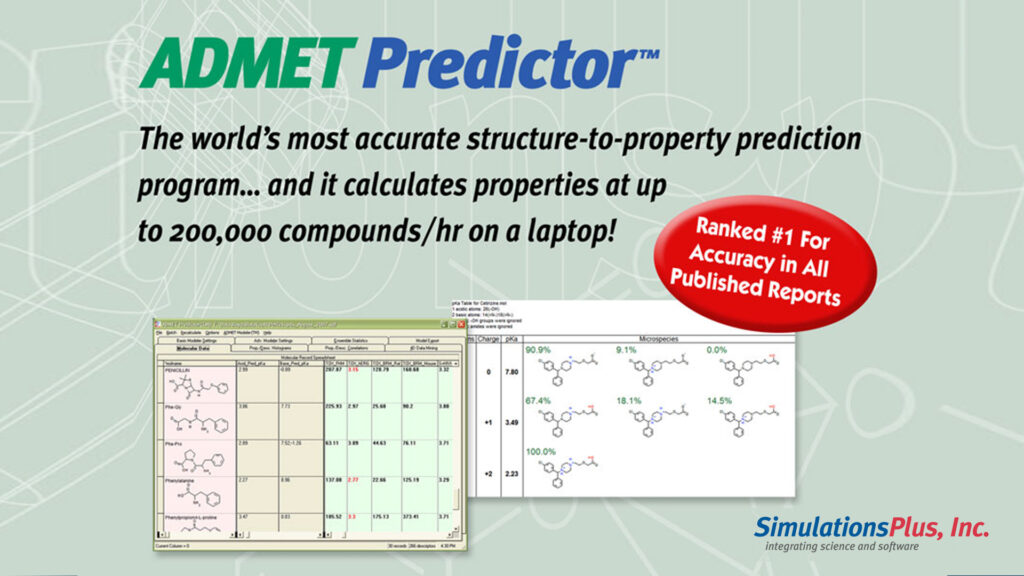 Promotional image for ADMET Predictor, the leading Simulations Plus software for fast ADMET analysis.