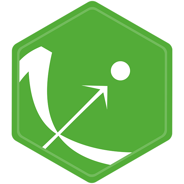 A green hexagonal logo for Simulations Plus featuring a white arrow and circle, symbolizing movement.
