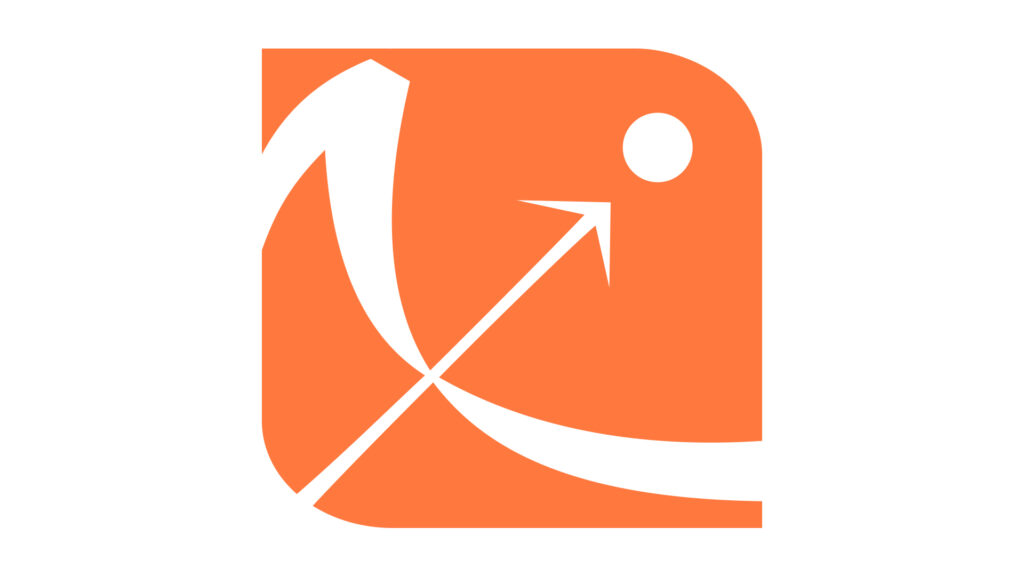 An orange background features a white "F" and curved arrow, embodying Simulations Plus innovation.
